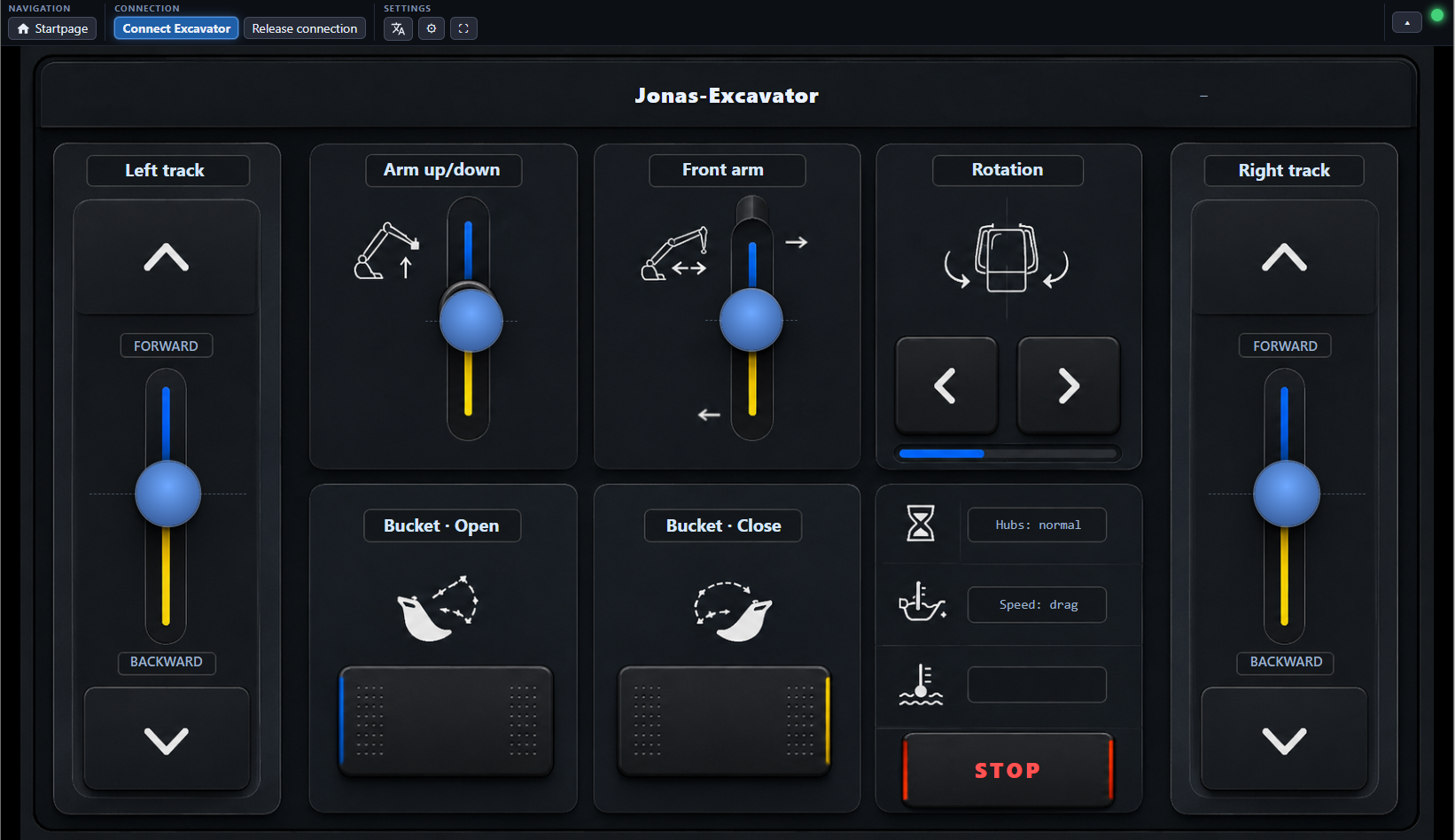 The moldqueen excavator dashboard